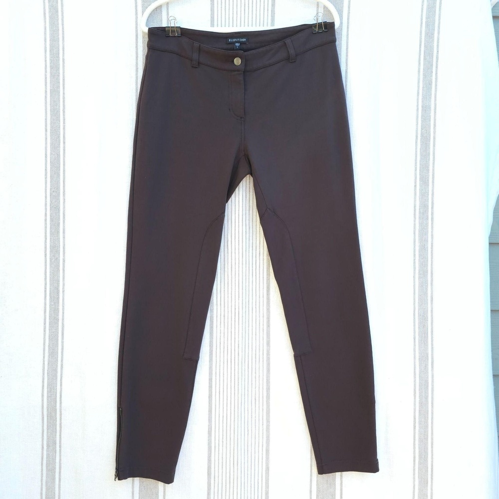 Eileen Fisher Jegging Pants Womens S Brown Equestrian Riding Stretch Zip ankle